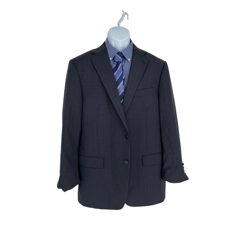 Hart Schaffner Marx Suit Jacket Men’s 42 Gray Plaid Blazer Wool Dark Academia
